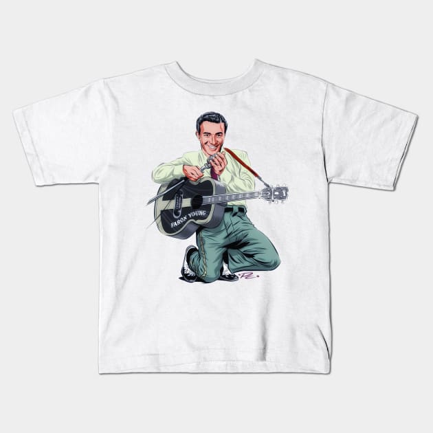 Faron Young - An illustration by Paul Cemmick Kids T-Shirt by PLAYDIGITAL2020